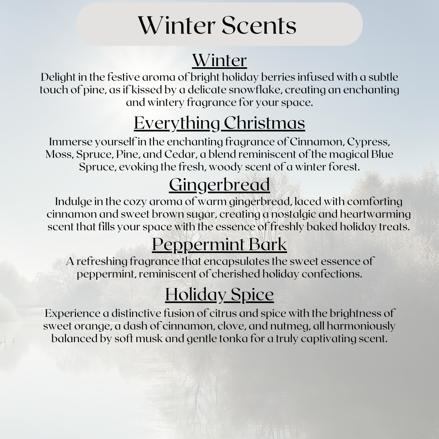 Artisanal Scented Candles - Winter Collection- Soy Wax Candles - 4 oz